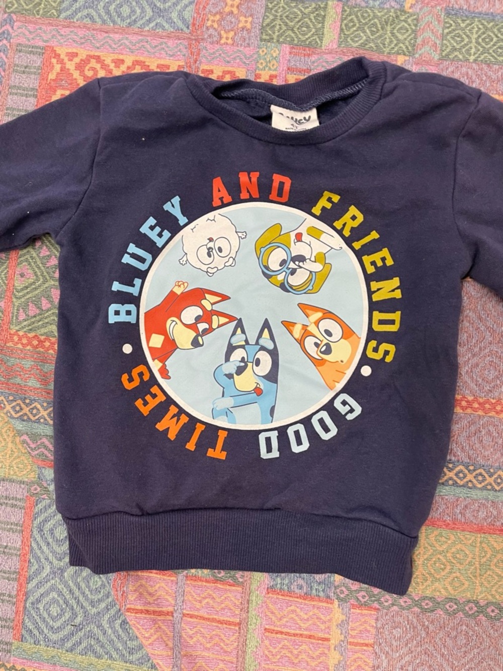 Bluey Navy Graphic Kids Sweatshirt - Blue Bluey and Friends size 4T